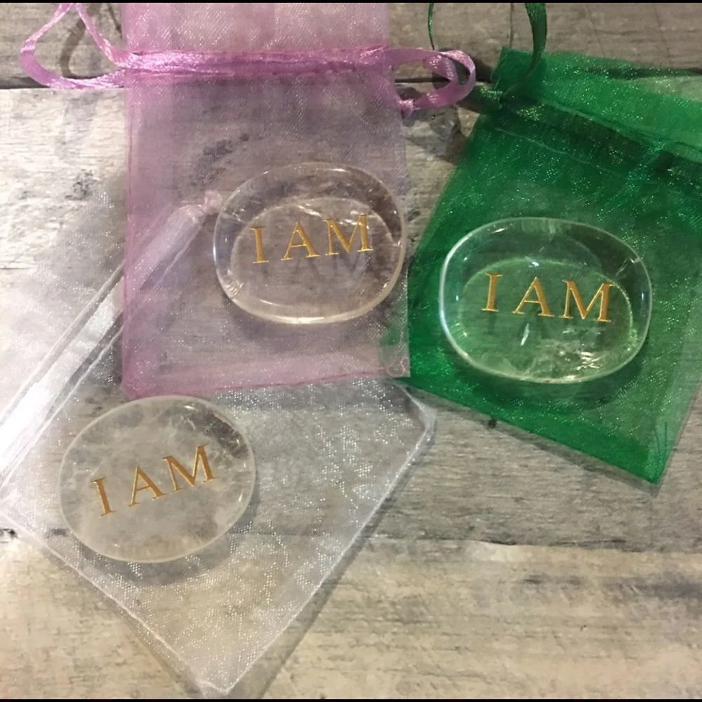 Clear quarts Palm Affirmation stone